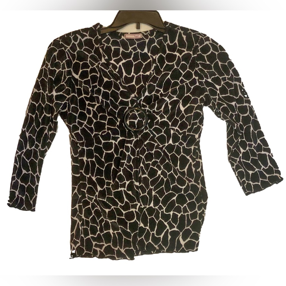 Volume 1 Black and White Patterned Top Blouse Size Unknown